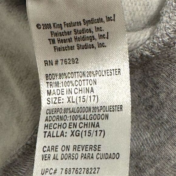 Betty Boop Hoodie XL 15/17 Gray Zip Up Graphic Red Riding Hood 2008 Cotton Y2K - Picture 3 of 8